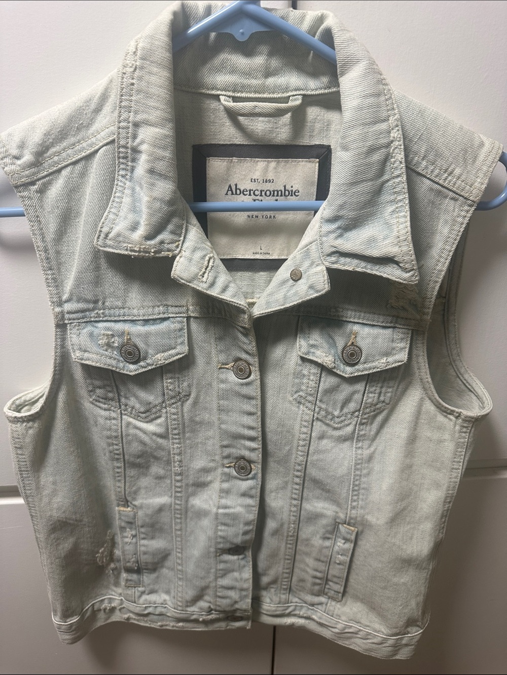 Abercrombie & Fitch Light Wash Denim Vest